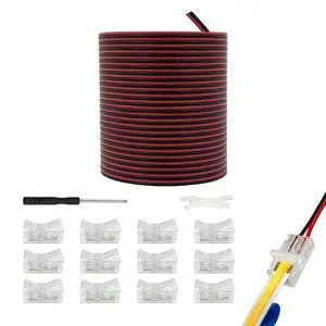 10mm COB LED Strip Light Connectors Strip to Wire Solderless Transparent Track Lighting kit Adapter Connection, with 6M/19.68ft Led Wire Extension Cable for 5050 Led Tape 12/24V (2 Pin, 10mm) 10mm COB LED Strip Light Connectors Strip to Wire Solderless Transparent Track Lighting kit Adapter Connection, with 6M/19.68ft Led Wire Extension Cable for 5050 Led Tape 12/24V (2 Pin, 10mm)