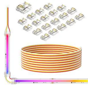 12mm Connectors for 3-Pin RGB Smart IC COB LED Strip Lights Jumper Connection,20pcs Strip to Wire Connectors,10ft(305cm) 22AWG Extension Wires for Solderless Connection,5V 12V 24V Strip Lights 12mm Connectors for 3-Pin RGB Smart IC COB LED Strip Lights Jumper Connection,20pcs Strip to Wire Connectors,10ft(305cm) 22AWG Extension Wires for Solderless Connection,5V 12V 24V Strip Lights