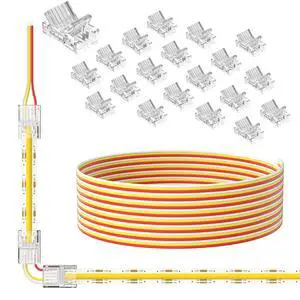 10mm Connectors for 3-Pin CCT COB LED Strip Lights,20pcs Strip to Wire Connectors,10ft(305cm) Long 22AWG Extension 3 Wires for Non-Wired Gapless Solderless,5V 12V 24V LED Strip Lights Jumper 10mm Connectors for 3-Pin CCT COB LED Strip Lights,20pcs Strip to Wire Connectors,10ft(305cm) Long 22AWG Extension 3 Wires for Non-Wired Gapless Solderless,5V 12V 24V LED Strip Lights Jumper