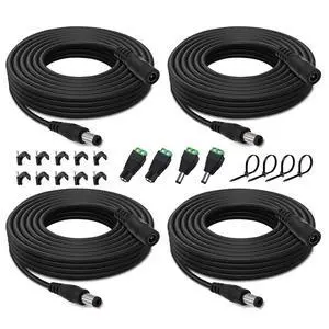 4PCS 33FT(10m) 12V DC Power Extension Cable with Power Jack Adapter Connectors(2 x Male + 2 x Female) 5.5mm x 2.1mm DC Power Adapter Extension Cord and Cable Wire Ends Plug HE030-4 4PCS 33FT(10m) 12V DC Power Extension Cable with Power Jack Adapter Connectors(2 x Male + 2 x Female) 5.5mm x 2.1mm DC Power Adapter Extension Cord and Cable Wire Ends Plug HE030-4