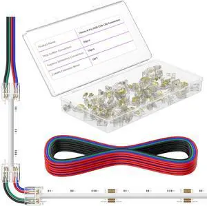 10mm LED Connectors Kit for 4-Pin COB LED Strip,20PCS Strip-to-Wire & 10PCS Gapless I-Shaped Solderless Transparent Connectors with 10ft Wire Extension Cable,for DIY Lighting,12V 24V 5V 10mm LED Connectors Kit for 4-Pin COB LED Strip,20PCS Strip-to-Wire & 10PCS Gapless I-Shaped Solderless Transparent Connectors with 10ft Wire Extension Cable,for DIY Lighting,12V 24V 5V