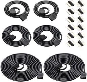 6 Pieces 4 Pin RGB Extension Cable LED Strip Connector Cord Wire Cables Kit with 12 Pieces Pin Connector for 5050 3528 RGB LED Motorcycle Car Light Neon Strip Light(1.63.3 6.6 ft,Black) 6 Pieces 4 Pin RGB Extension Cable LED Strip Connector Cord Wire Cables Kit with 12 Pieces Pin Connector for 5050 3528 RGB LED Motorcycle Car Light Neon Strip Light(1.63.3 6.6 ft,Black)