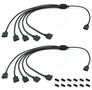 1-to-5 ARGB Splitter, 19.6in 50cm Extension Cable, 5V 3 Pin Addressable RGB for Computer Chassis CPU Cooler and 5V Fan (2 Pack) 1-to-5 ARGB Splitter, 19.6in 50cm Extension Cable, 5V 3 Pin Addressable RGB for Computer Chassis CPU Cooler and 5V Fan (2 Pack)