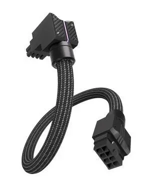 UNIFAS ARGB 8-Pin GPU Extension Cable, Right Angle, Black, RVS UNIFAS ARGB 8-Pin GPU Extension Cable, Right Angle, Black, RVS