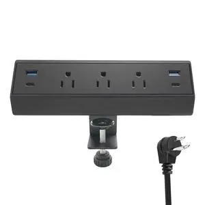 Desk Clamp Power Strip with USB C 40W Fast Charge 4 USB Ports 3 AC Outlets (Black) Desk Clamp Power Strip with USB C 40W Fast Charge 4 USB Ports 3 AC Outlets (Black)