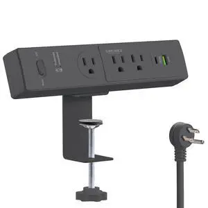 50W Desk Clamp Power Strip with USB-C 30W PD, Desktop Electrical Outlet Extender, Fits Max 2.5" Table Edge, 980J Surge Protector, 20W USB A, 6FT Extension Cord, Fast Charging Station (Black) 50W Desk Clamp Power Strip with USB-C 30W PD, Desktop Electrical Outlet Extender, Fits Max 2.5" Table Edge, 980J Surge Protector, 20W USB A, 6FT Extension Cord, Fast Charging Station (Black)