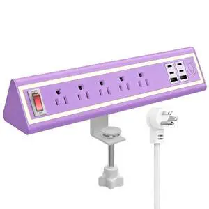 Desk Clamp Power Strip with Nightlight, 40W Fast Charging, 6FT Extension Cord, 4x20W USB-C & 2 USB Ports, 5 AC Outlets, Fits 1.69-Inch Table Edges Desk Clamp Power Strip with Nightlight, 40W Fast Charging, 6FT Extension Cord, 4x20W USB-C & 2 USB Ports, 5 AC Outlets, Fits 1.69-Inch Table Edges
