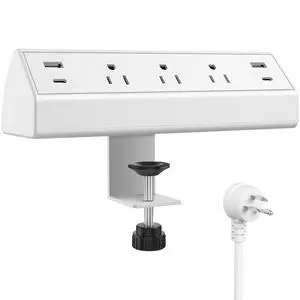 Desk Clamp Power Strip,40W Total Fast Charging Station,2 PD 20W USB C Ports,Desk Edge Mount Surge Protector for Home, Office,3 Outlets,Fit 1.96" Tabletop Edge,ETL Listed,White Desk Clamp Power Strip,40W Total Fast Charging Station,2 PD 20W USB C Ports,Desk Edge Mount Surge Protector for Home, Office,3 Outlets,Fit 1.96" Tabletop Edge,ETL Listed,White