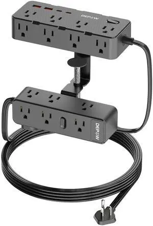 Dual Layer Desk Clamp Power Strip, 17 Outlets+4 USB, 10Ft Cord, Black | 1700J Surge Protector, 1875/15A, Space-Saving Under Desk Organizer, Charging Station for Office, Home, Workshop, Gaming Setup Dual Layer Desk Clamp Power Strip, 17 Outlets+4 USB, 10Ft Cord, Black | 1700J Surge Protector, 1875/15A, Space-Saving Under Desk Organizer, Charging Station for Office, Home, Workshop, Gaming Setup