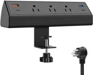 Desk Clamp Power Strip with USB C,65W Fast Charging Station for iPhone 14 Pro Max iPad MacBook Air,Power Supply for Desk Edge Mount,3 Widely Spaced Outlets Surge Protector,6ft Cord (Black) Desk Clamp Power Strip with USB C,65W Fast Charging Station for iPhone 14 Pro Max iPad MacBook Air,Power Supply for Desk Edge Mount,3 Widely Spaced Outlets Surge Protector,6ft Cord (Black)