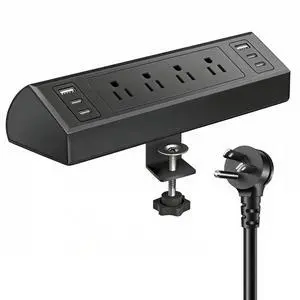 Desk Clamp Power Strip with 40W Total Fast Charging Station, 4 PD 20W USB C Ports, 4 AC Outlets, 1875W Surge Protectors, 6.5 FT Flat Plug Desk Edge Mount Surge Protector Fit 1.9" Tabletop Edge Desk Clamp Power Strip with 40W Total Fast Charging Station, 4 PD 20W USB C Ports, 4 AC Outlets, 1875W Surge Protectors, 6.5 FT Flat Plug Desk Edge Mount Surge Protector Fit 1.9" Tabletop Edge