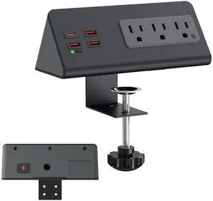 Desk Clamp Power Strip 3 AC 4 USB PD 20W USB-C for Nightstand&Office Tables Desk Clamp Power Strip 3 AC 4 USB PD 20W USB-C for Nightstand&Office Tables