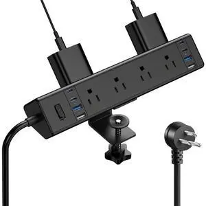 Desk Clamp Power Strip 40W USB C,8-Outlet,8 USB,10FT,Black Desk Clamp Power Strip 40W USB C,8-Outlet,8 USB,10FT,Black