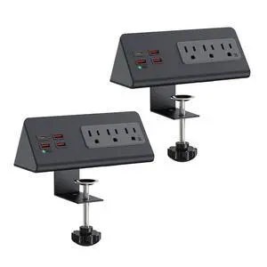 Nightstand Charging Station, Nightstand Edge Power Strip with 3 AC Outlets, 4 Fast Charging USB Ports, Connect 6.56FT Flat Plug, Desk Surge Protector for Office Home Hotel, 2-Pack(Black) Nightstand Charging Station, Nightstand Edge Power Strip with 3 AC Outlets, 4 Fast Charging USB Ports, Connect 6.56FT Flat Plug, Desk Surge Protector for Office Home Hotel, 2-Pack(Black)