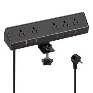 Desk Clamp Power Strip USB C 65W,Edge Mount Outlet,6FT,Black Desk Clamp Power Strip USB C 65W,Edge Mount Outlet,6FT,Black