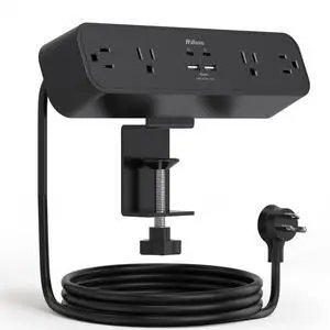 PD 40W USB C Desk Clamp Power Strip, 8-in-1 Desktop Mount Surge Protector with 4 AC Outlets 2 USB-C & 2 USB-A Ports, Fast Charging Station, 5Ft Extension Cord, Desk Edge Mount for Home Office, Black PD 40W USB C Desk Clamp Power Strip, 8-in-1 Desktop Mount Surge Protector with 4 AC Outlets 2 USB-C & 2 USB-A Ports, Fast Charging Station, 5Ft Extension Cord, Desk Edge Mount for Home Office, Black