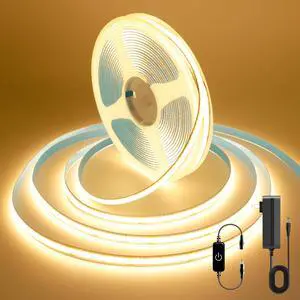 COB LED Strip, 16.4ft Warm White COB LED Strip Light, Dimmable LED Light Strip 2700K, CRI92+, 8mm Width, 24V Flexible LED Tape Light for TV, Bedroom, Kitchen Cabinet, Closet, Home Decoration. COB LED Strip, 16.4ft Warm White COB LED Strip Light, Dimmable LED Light Strip 2700K, CRI92+, 8mm Width, 24V Flexible LED Tape Light for TV, Bedroom, Kitchen Cabinet, Closet, Home Decoration.