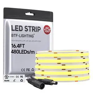 FCOB COB LED Strip Warm White 2700K, UL Listed 480LED/m High Density Uniform Light, 16.4FT DC24V CRI 90+ 8mm Width Tape Light for Home Indoor DIY Lighting(No Adapter or Controller) FCOB COB LED Strip Warm White 2700K, UL Listed 480LED/m High Density Uniform Light, 16.4FT DC24V CRI 90+ 8mm Width Tape Light for Home Indoor DIY Lighting(No Adapter or Controller)