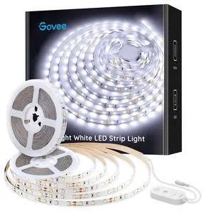 Cool White LED Strip Lights 32.8ft with Control Box, 6500K, Dimmable Cool White LED Strip Lights 32.8ft with Control Box, 6500K, Dimmable