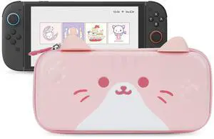 Carrying Case Compatible with Switch 2 (2025) 7.9 Inch, Hard-Shell Slim Travel Case with 10 Game Card Slots for Switch 2 Console and Accessories, Cat Ear (Pink) Carrying Case Compatible with Switch 2 (2025) 7.9 Inch, Hard-Shell Slim Travel Case with 10 Game Card Slots for Switch 2 Console and Accessories, Cat Ear (Pink)