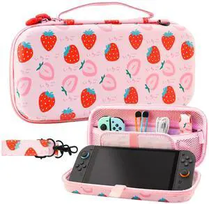 Pink Strawberry Carrying Case for Nintendo Switch 2 (2025), Cute Portable Hard Shell Travel Single Bag with 10 Game Card Slots & Shoulder Strap Pink Strawberry Carrying Case for Nintendo Switch 2 (2025), Cute Portable Hard Shell Travel Single Bag with 10 Game Card Slots & Shoulder Strap