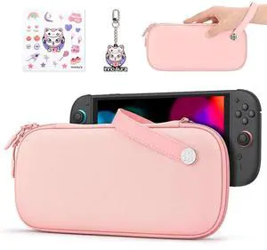 Switch 2 Case, Ultra Slim Switch 2 Carrying Case for Switch 2 Console, Felt Interior with 900D, 9 Game Card & 2 SD Slots, Dual Zipper, Carry Loop, with AirTag Slot (Not Included), Pink Switch 2 Case, Ultra Slim Switch 2 Carrying Case for Switch 2 Console, Felt Interior with 900D, 9 Game Card & 2 SD Slots, Dual Zipper, Carry Loop, with AirTag Slot (Not Included), Pink