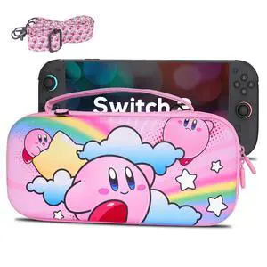 Carrying Case for Switch 2(2025), Cute Portable Travel Bag in Updated Design of Pink Interior with an Adjustable Shoulder Strap, Pink Carrying Case for Switch 2(2025), Cute Portable Travel Bag in Updated Design of Pink Interior with an Adjustable Shoulder Strap, Pink