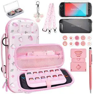 Switch 2 Case Carrying Case- 18 in 1 for Nintendo Switch 2 Accessories Pink Switch 2 Case Carrying Case- 18 in 1 for Nintendo Switch 2 Accessories Pink