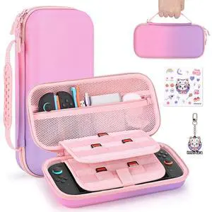 Switch 2 Case, PU Splash-Resistant Shock-Absorbing Carrying Case for Switch 2, Custom Fit, Extra-Large Mesh Pocket, Dual Zipper, Carry Handle, with AirTag Slot (Not Included), Gradient Pink Switch 2 Case, PU Splash-Resistant Shock-Absorbing Carrying Case for Switch 2, Custom Fit, Extra-Large Mesh Pocket, Dual Zipper, Carry Handle, with AirTag Slot (Not Included), Gradient Pink