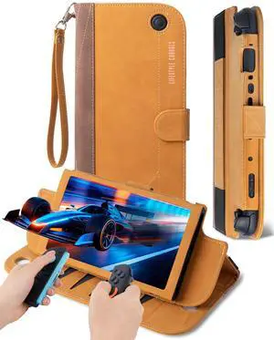 Travel Carrying Cover Case for Nintendo Switch 2 (Compatible with 2025 Model),Flip Protective Shell With 12 Game Card Slots and Stand, Slim Accessories for Gamers (Golden Tan) Travel Carrying Cover Case for Nintendo Switch 2 (Compatible with 2025 Model),Flip Protective Shell With 12 Game Card Slots and Stand, Slim Accessories for Gamers (Golden Tan)