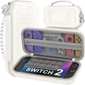 Switch 2 Case for Switch Game Compatible with Nintendo Switch 2 and Switch/OLED Console, Switch Carrying Case Hard Shell Protective for Nintendo Switch 2 Accessories-White Switch 2 Case for Switch Game Compatible with Nintendo Switch 2 and Switch/OLED Console, Switch Carrying Case Hard Shell Protective for Nintendo Switch 2 Accessories-White