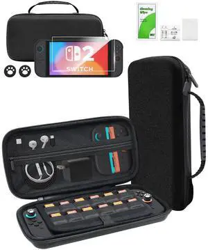 Carrying Case for Nintendo Switch 2 Hard Case, Travel Bag Game Card Storage Pocket Portable Lightweight Protective Carrying Case, 1 Screen Protectors, 2 Thumb Caps,1 Set Cleaning Tool Carrying Case for Nintendo Switch 2 Hard Case, Travel Bag Game Card Storage Pocket Portable Lightweight Protective Carrying Case, 1 Screen Protectors, 2 Thumb Caps,1 Set Cleaning Tool