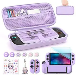 Switch 2 Case 14-in-1 Bundle for NS Switch 2 (2025), with Carrying Case, Protective Cover, Thumb Grips, Screen Protector, Cute Pendant and Sticker, Purple Switch 2 Case 14-in-1 Bundle for NS Switch 2 (2025), with Carrying Case, Protective Cover, Thumb Grips, Screen Protector, Cute Pendant and Sticker, Purple