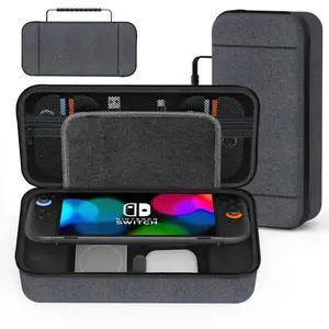 Large Capacity Carrying Case for Nintendo Switch 2(2025|7.9inch)&Accessories,with 12 Game Card Slots/Hard/Snowflake Fabric Storage Bag/Flocked Lining/Waterproof/Dustproof/Anti-scratch,Gray Large Capacity Carrying Case for Nintendo Switch 2(2025|7.9inch)&Accessories,with 12 Game Card Slots/Hard/Snowflake Fabric Storage Bag/Flocked Lining/Waterproof/Dustproof/Anti-scratch,Gray