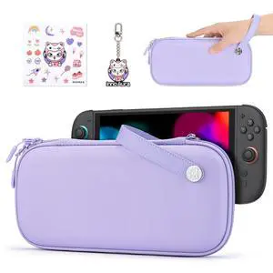 Switch 2 Case, Ultra Slim Switch 2 Carrying Case for Switch 2 Console, Felt Interior with 900D, 9 Game Card & 2 SD Slots, Dual Zipper, Carry Loop, with AirTag Slot (Not Included), Purple Switch 2 Case, Ultra Slim Switch 2 Carrying Case for Switch 2 Console, Felt Interior with 900D, 9 Game Card & 2 SD Slots, Dual Zipper, Carry Loop, with AirTag Slot (Not Included), Purple