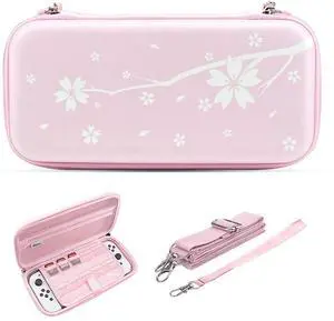 Cute Carrying Case for Nintendo Switch/Switch 2/OLED/Lite, Portable Hard Shell Pouch for Switch Console Accessories Protective Travel Storage Bag for Switch with10 Game Card Slots, Pink Sakura Cute Carrying Case for Nintendo Switch/Switch 2/OLED/Lite, Portable Hard Shell Pouch for Switch Console Accessories Protective Travel Storage Bag for Switch with10 Game Card Slots, Pink Sakura