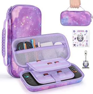 Switch 2 Case, PU Splash-Resistant Shock-Absorbing Carrying Case for Switch 2, Custom Fit, Extra-Large Mesh Pocket, Dual Zipper, Carry Handle, with AirTag Slot (Not Included), Galaxy Purple Switch 2 Case, PU Splash-Resistant Shock-Absorbing Carrying Case for Switch 2, Custom Fit, Extra-Large Mesh Pocket, Dual Zipper, Carry Handle, with AirTag Slot (Not Included), Galaxy Purple