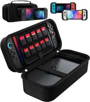 Carrying Case for Nintendo Switch 2/Switch/OLED Model, Large Capacity Portable Travel Case Fits Switch 2 Dock or Pro Controller, 10 Game Card Slots, Protective Storage Bag - Black Carrying Case for Nintendo Switch 2/Switch/OLED Model, Large Capacity Portable Travel Case Fits Switch 2 Dock or Pro Controller, 10 Game Card Slots, Protective Storage Bag - Black