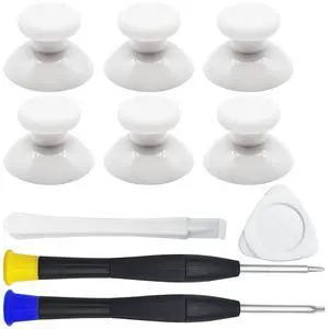 White Controller Joystick Replacement Kit, 10 Pcs Accessories with 6 Rubberized Thumbsticks, T6 T8 Screwdrivers, and Pry Tools - Compatible with Xbox One/S/X Controller Joysticks Repair White Controller Joystick Replacement Kit, 10 Pcs Accessories with 6 Rubberized Thumbsticks, T6 T8 Screwdrivers, and Pry Tools - Compatible with Xbox One/S/X Controller Joysticks Repair
