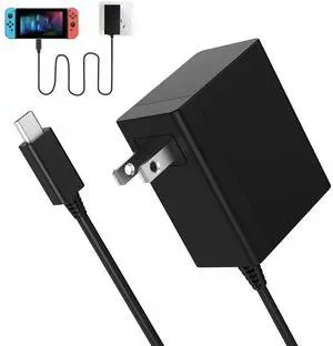 Charger for Nintendo Switch - Portable Fast-Charging Adapter with 5FT USB C Cable, 15V/2.6A Power Supply, Compatible with TV Mode and Docking Station (Black) Charger for Nintendo Switch - Portable Fast-Charging Adapter with 5FT USB C Cable, 15V/2.6A Power Supply, Compatible with TV Mode and Docking Station (Black)