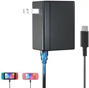 Switch Charger for Nintendo, AC Power Supply Adapter for Nintendo Switch Lite/OLED Steam Deck Output 15V3A with 5FT USB Type C Charger Cable for Switch Support TV Dock Mode Switch Charger for Nintendo, AC Power Supply Adapter for Nintendo Switch Lite/OLED Steam Deck Output 15V3A with 5FT USB Type C Charger Cable for Switch Support TV Dock Mode
