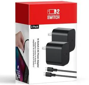 (2 Pack) Switch 2 Charger with 5FT+10FT USB-C Cable Bundle, 60W PD 3.0 Fast (2 Pack) Switch 2 Charger with 5FT+10FT USB-C Cable Bundle, 60W PD 3.0 Fast