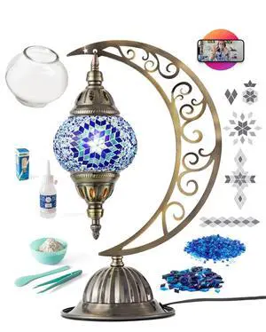 Turkish Mosaic Moon Lamp Making Kit | DIY Colorful Glass Decorative Table Desk Light | Craft Kit For Adults | Make Your Own Lamp | Living Room Bedroom | Mosaic Pieces, Beads, US-Plug (Blue) Turkish Mosaic Moon Lamp Making Kit | DIY Colorful Glass Decorative Table Desk Light | Craft Kit For Adults | Make Your Own Lamp | Living Room Bedroom | Mosaic Pieces, Beads, US-Plug (Blue)