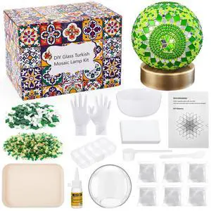 Turkish Mosaic Lamp Kit DIY Stained Glass Decorative Table Bedside Night Light Tabletop Bohemian Moroccan Lamp Craft Kit for Living Room Decorations(Green) Turkish Mosaic Lamp Kit DIY Stained Glass Decorative Table Bedside Night Light Tabletop Bohemian Moroccan Lamp Craft Kit for Living Room Decorations(Green)