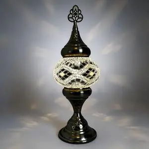 Turkish Desk Lamp with Bronze Base, Including LED Bulbs for Living Room and Bedroom Decoration, Handmade Colorful Moroccan Tiffany-Style Mosaic Glass Nightstand Lamp (White) Turkish Desk Lamp with Bronze Base, Including LED Bulbs for Living Room and Bedroom Decoration, Handmade Colorful Moroccan Tiffany-Style Mosaic Glass Nightstand Lamp (White)