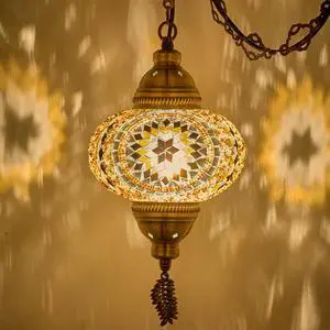 Plug-in Turkish Moroccan Mosaic Hanging Pendant Ceiling Light Swag Lamp Fixture with 15ft Cord & Chain, Handcrafted Glass, Vintage Tiffany Style, Mediterranean Exotic Decor, Amber Brown Plug-in Turkish Moroccan Mosaic Hanging Pendant Ceiling Light Swag Lamp Fixture with 15ft Cord & Chain, Handcrafted Glass, Vintage Tiffany Style, Mediterranean Exotic Decor, Amber Brown