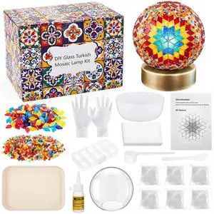 Turkish Mosaic Lamp Kit DIY Stained Glass Decorative Table Bedside Night Light Tabletop Bohemian Moroccan Lamp Craft Kit for Living Room Decorations(Multicolor) Turkish Mosaic Lamp Kit DIY Stained Glass Decorative Table Bedside Night Light Tabletop Bohemian Moroccan Lamp Craft Kit for Living Room Decorations(Multicolor)