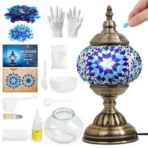 DIY Turkish Mosaic Lamp Kit, Stained Glass Table Lamp Making Kit- Easy and Fun, No Experience Needed, Mosaic Art & Craft Project Kits for Adults & Teens, Make Your Own Table Lamp,Blue DIY Turkish Mosaic Lamp Kit, Stained Glass Table Lamp Making Kit- Easy and Fun, No Experience Needed, Mosaic Art & Craft Project Kits for Adults & Teens, Make Your Own Table Lamp,Blue