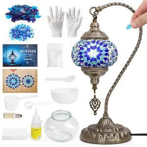 DIY Turkish Mosaic Lamp Kit for Adults,Swan-Neck Stained Glass Lamp Making Kit- Easy,Fun,No Experience Needed, Mosaic Art & Craft Project Kits for Adults & Teens,Make Your Own Table Lamp,Blue DIY Turkish Mosaic Lamp Kit for Adults,Swan-Neck Stained Glass Lamp Making Kit- Easy,Fun,No Experience Needed, Mosaic Art & Craft Project Kits for Adults & Teens,Make Your Own Table Lamp,Blue