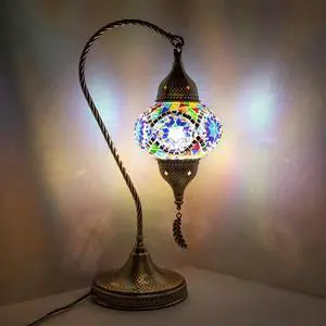 Turkish Moroccan Mosaic Table Lamp - 19 Tiffany Style Bedside Light with Bronze Base, 3 Color Options LED, Handmade Boho Accent Lighting (Blue1) Turkish Moroccan Mosaic Table Lamp - 19 Tiffany Style Bedside Light with Bronze Base, 3 Color Options LED, Handmade Boho Accent Lighting (Blue1)